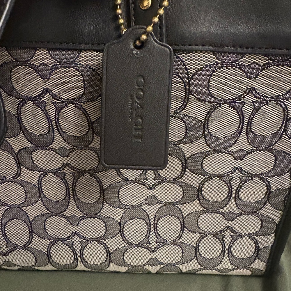 Coach Signature Jacquard Satchel in Black and Cream - Picture 2 of 13